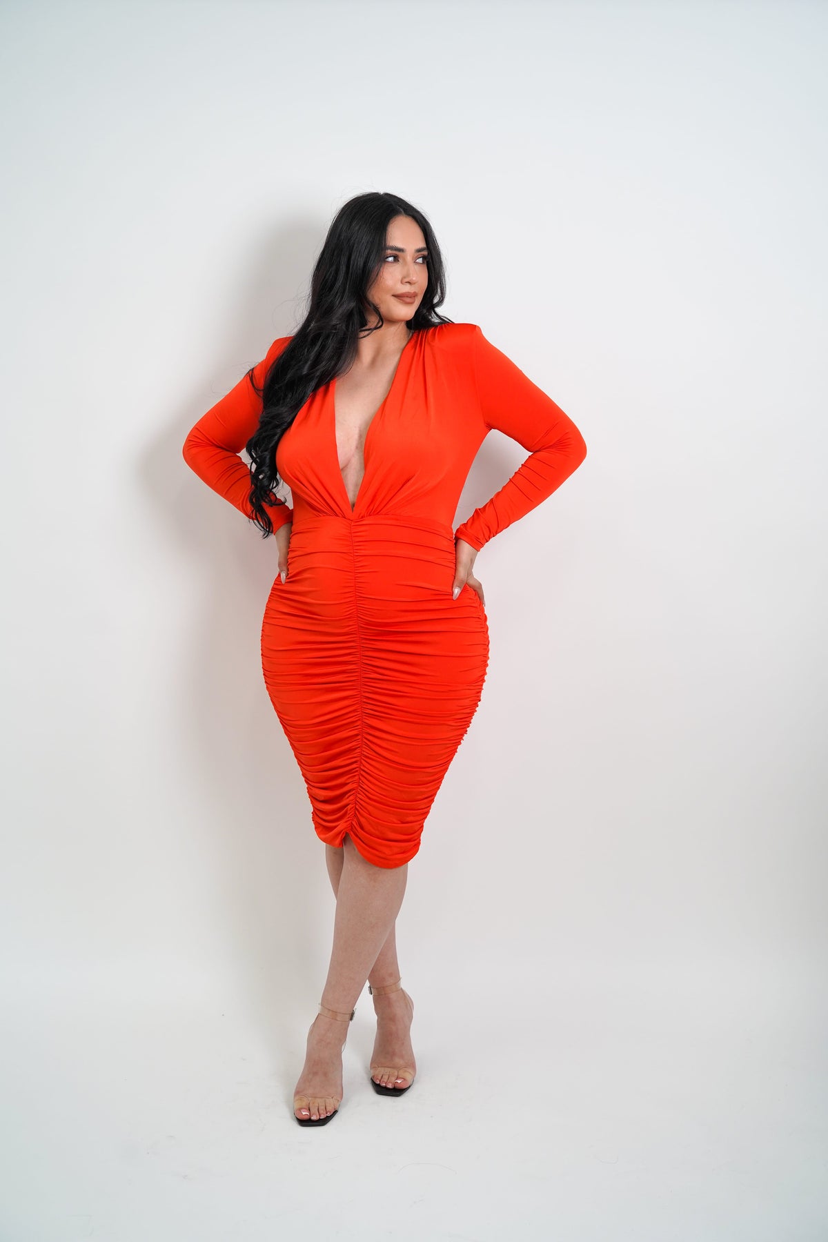 Bella Dress - Orange Red